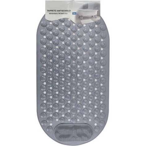 Cleafe - Tappeto Tappetino Antiscivolo Per Vasca Da Bagno Doccia 34.5 X 67.5 Cm Grigio 10791 - (1/2)