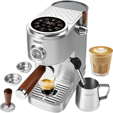 Machine Espresso avec Écran LED, Porte-Filtre 58mm  Porte-Filtre Inox 58mm, Contrôle PID, Vapeur Réglable, Eau Chaude Séparée, Idéal pour Baristas Maison (1/5)