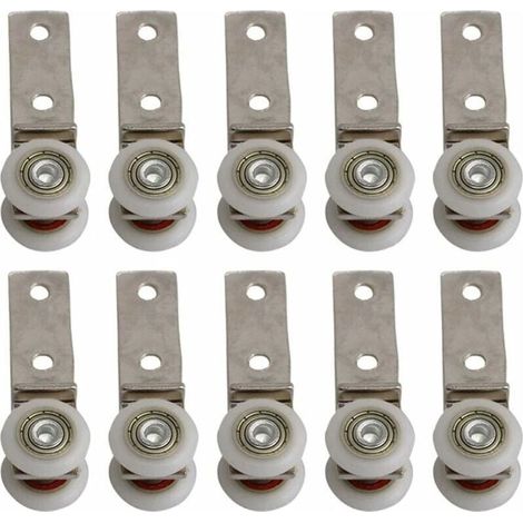 Pack de 10 roulettes en métal 1,9 cm Capacité de charge jusqu'à 40 kg Pour portes coulissantes et meubles Installation facile avec support (1/4)