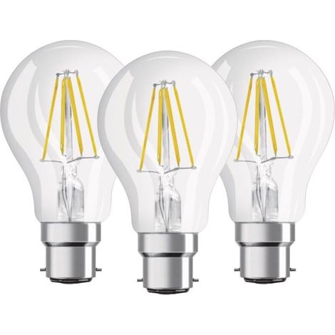Pack of 3 Standard LED Filament Bulbs - B22 Base - 8W Equivalent to 60W - Warm White 2700K (1/3)