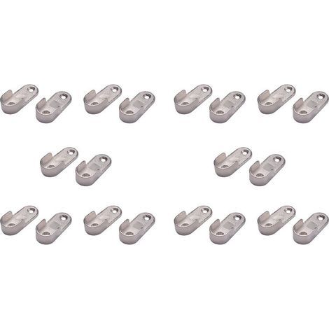 20x Penderie Ovale Rail Suspendu Rail Rod End Bracket Support Argent Tone (1/4)