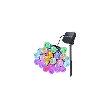 Luci a stringa solari da 6,5 m per giardino esterno, 30 LED, impermeabili, luci fatate, sfera di cristallo, decorazioni colorate per feste, matrimoni, patio, decorazioni natalizie (multicolore) - Crez
