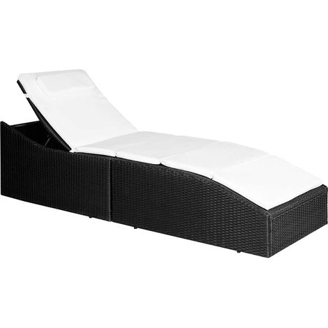 vidaXL Chaise longue avec coussin Résine tressée Noir (1/5)