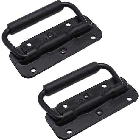 4 Pièces Poignée de Boîte, Poignée Pliante Métal, Poignée de Boîte Noire, Poignée de Boîte à Ressort, Poignée de Remplacement pour Boîte à Outils ou (1/3)