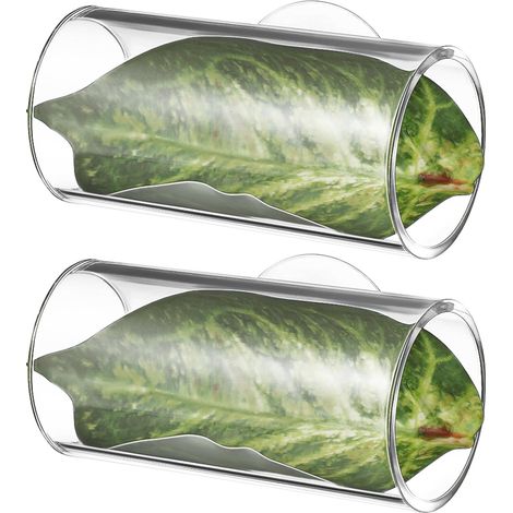 Two-piece tunnel set for betta fish made of transparent acrylic with artificial leaves, a hidden place in the aquarium for resting and exploring (attachment with suction cup).
