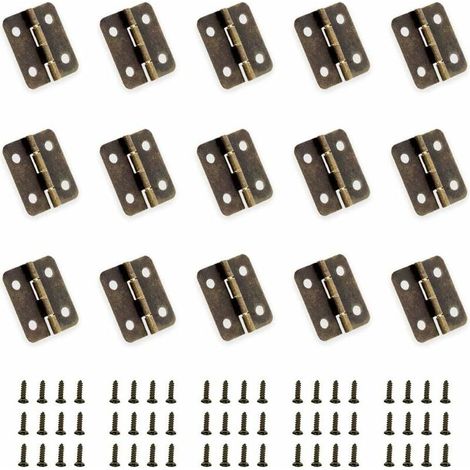 YUEQIN 50 Pièces Bronze Antique Mini Charnières Se Pliant Charnière Connecteurs DIY Petit Charnières avec 200 Ongles de Rechange pour boîte en bois Boîte à bijoux Cabinet DIY Accessoires(18 x 16 mm) (1/5)