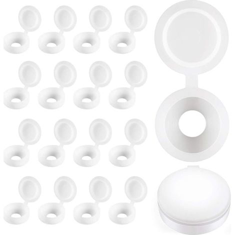 Cache-vis à charnière - Plastique - Pour vis M3 M4 - Blanc - 100 pièces (1/4)