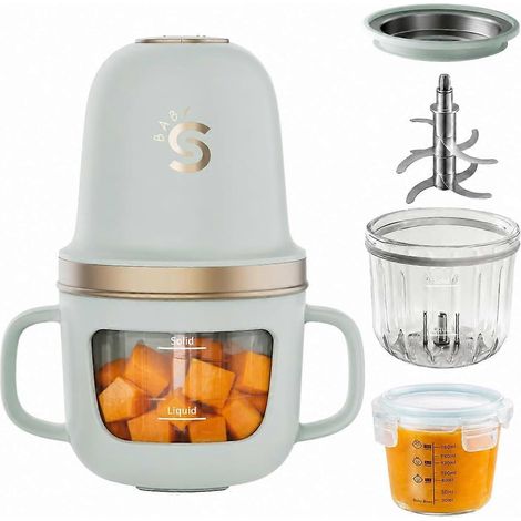 Ensemble pour préparation et conservation de purées de bébé : 4 pots de 200 ml mixeur 2 vitesses pour purées maison (1/5)