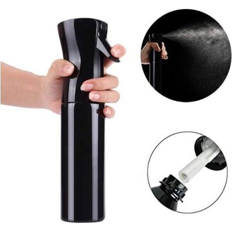 Pulvérisateur de brume fine rechargeable – Bouteille vide 300 ml pour coiffure, maquillage ou soins personnels, vaporisation continue et réglable, design noir élégant (1/5)