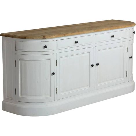 Made In Meubles – Buffet en bois recyclé blanchi 180 cm – 4 portes et 4 tiroirs – Style maison de campagne chic – Dimensions compactes pour petits espaces (1/5)