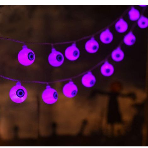 Guirlande lumineuse Halloween à 30 LED, 3 m, décoration à piles, pour intérieur et extérieur, lumière violette (1/5)