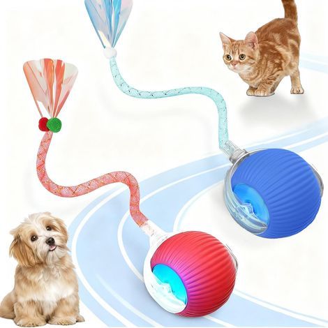 Lot de 2 jouets interactifs pour chat avec queue pour chiens, jouets automatiques interactifs pour chats d'intérieur, jouets mobiles rechargeables par USB, stimulent l'instinct de chasse des (1/5)