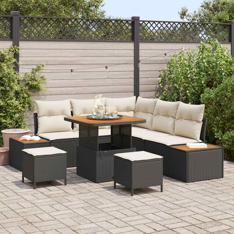 vidaXL Conjunto de sofás de jardín 8 uds. 7-Número de plazas (1/5)