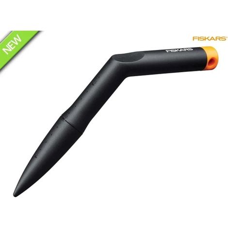 Fiskars Solid Long-Handled Garden Trowel with Reinforced Fiberglass Plastic, 26 cm, Black and Orange