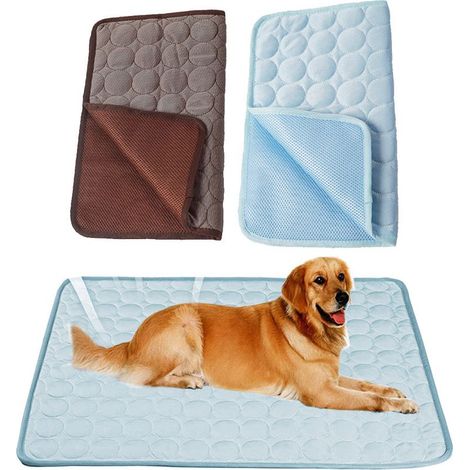 Kühlende Hundematte – Selbstkühlendes Eisseidengewebe und atmungsaktives Netzgewebe – Für drinnen, draußen und im Auto – 1 Stück (1/5)