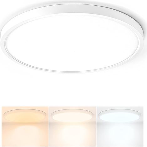 MINKUROW Plafón Led 28w 2520lm Plafón Blanco Ultrafino 2800k/4000k/6500k Regulable Por Interruptor de Pared Para Baño Dormitorio Salón Cocina Oficina Ø30cm (1/5)