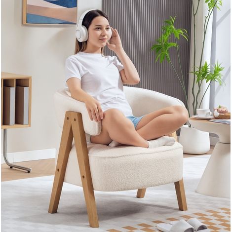 poltrona seduta 70x64 comfort moderno in tessuto bianco OKMYHOME (1/5)