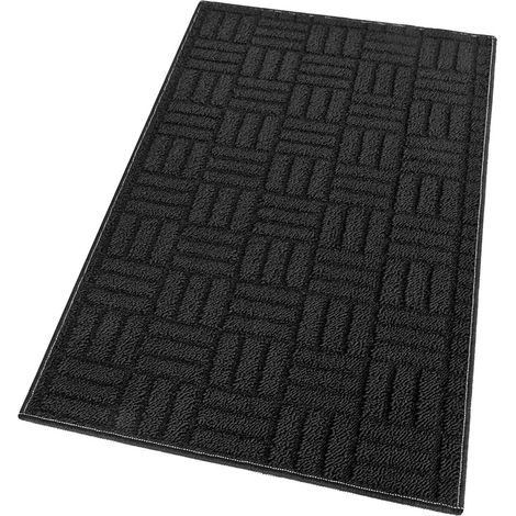 Tappeto Cucina Super Assorbente Tessitura 3D Tinta Unita Minimalista Moderno Nero - 50x80 Cm (1/4)