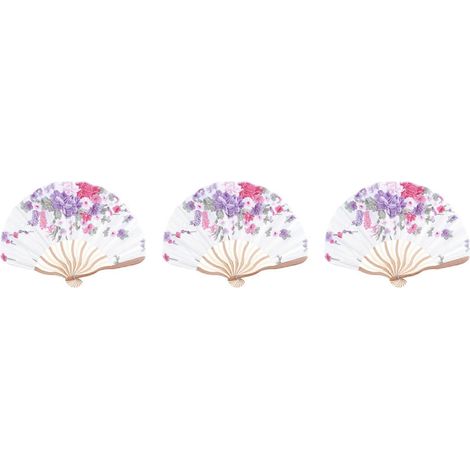 3 éventails à main pliables en bambou à fleurs imprimées, style japonais, décoration (1/5)