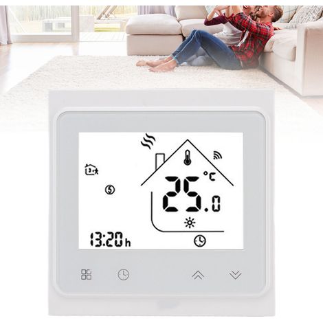 Weißer AC95-240V Zigbee Smart-Thermostat, steuerbar per Mobil-App und Sprachsteuerung. (1/5)