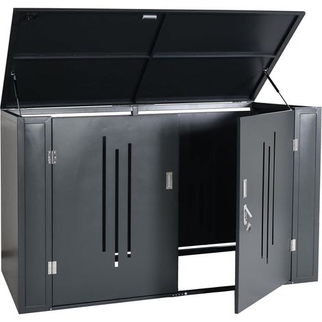 [NEUWERTIG] 2er-Fahrradgarage HHG-667, Fahrradbox Gerätehaus Fahrradunterstand mit Deckel, abschließbar Metall, 121x202x100cm