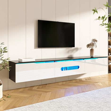 Chingnimon Wand-TV-Schrank 180 cm schwarz/weiß glänzend mit 16-Farben-LED, hängender TV-Halter mit Stauraum (1/5)