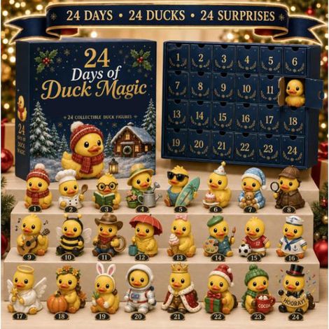 Calendriers de l'Avent 2026 avec canards rigolos, compte à rebours de Noël de 24 jours, mignons, solides, amusants, couleurs résistantes, pour sapin de Noël et emballage cadeau. (1/5)