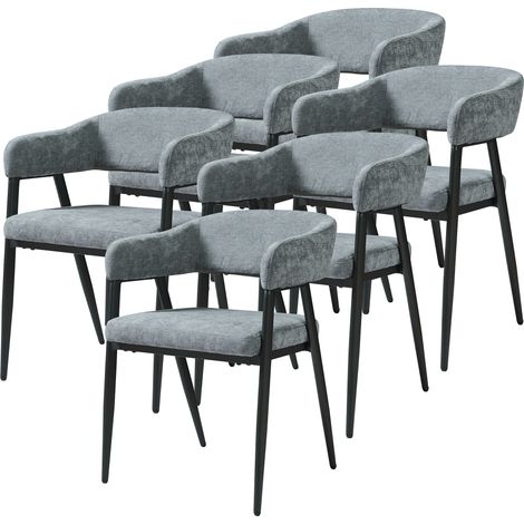 Set Kohlmand di 6 Sedie Imbottite da Sala Pranzo con Rivestimento in Tessuto - Grigio Scuro [en.casa]