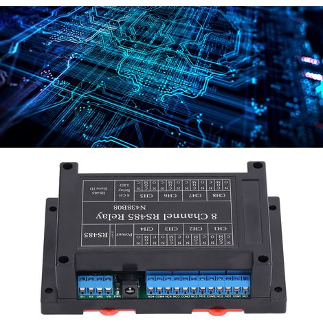 Module relais RS485 8 canaux Modbus RTU, code de fonction, boîtier DIN, tableau électrique, 12 V CC (1/5)