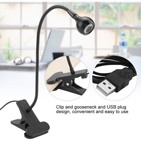 USB-LED-Tischleuchte, Mini-Schreibtischlampe mit Clip für Zuhause, zum Lernen, Lesen, Schwarz/Weiß (1/5)