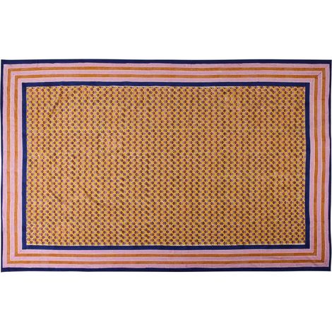 Telo arredo copritutto cotone design floreale arancione rosa Lipari