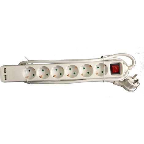 TALOX BASE MULTIPLE 6 TOMAS 2 USB INTERRUPTOR 1,5 M CABLEADO D06BKU