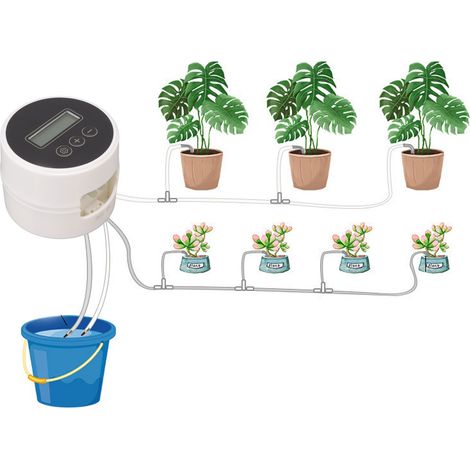 Automatisches Bewässerungsgerät für den Innenbereich mit Zeitschaltuhr, intelligentes Bewässerungssystem für Balkone, praktisches Bewässerungsgerät für Pflanzen, schwarz, 10 Meter, für 10 Töpfe. (1/5)