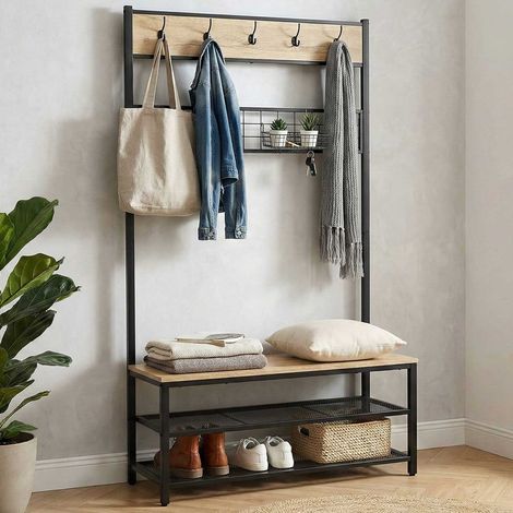 Vestiaire Alizee - 100x40x180cm - décor chêne/noir (1/5)