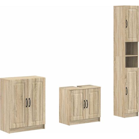 3 Piece Bathroom Cabinet Set UTRECHT Sonoma Oak Engineered Wood vidaXL (1/5)