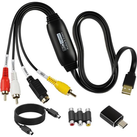 Convertisseur VHS vers Numérique USB 2.0 – Carte d’Acquisition Vidéo Jusqu’à 1080P pour Numériser VHS, Adaptateur AV & S-Vidéo, VHS vers DVD sur PC, PAL/NTSC, Windows & Mac OS (1/5)