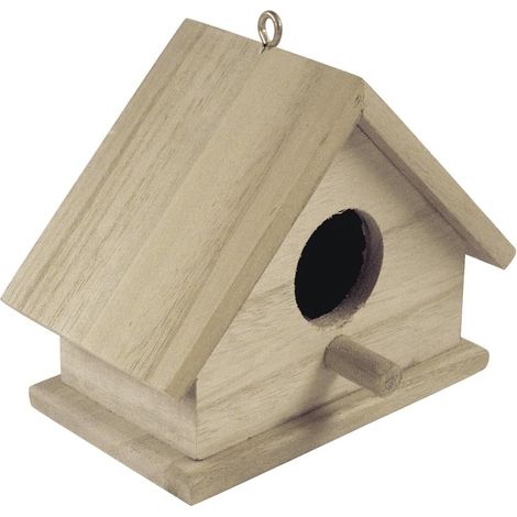 1 Nichoir Bois FSC 13,5x7,5x10cm Nature Anneau Suspension Jardin Balcon Décoration
