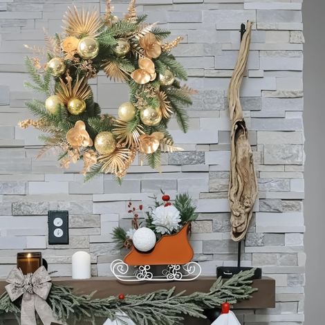 Couronne de Noël - 48 cm Décorations d'hiver De Noël - Couronne De en Pin (1/4)