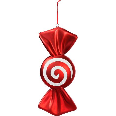PENDENTE DI NATALE A FORMA DI CARAMELLA ROSSO E BIANCO PLASTICA 30,5CM