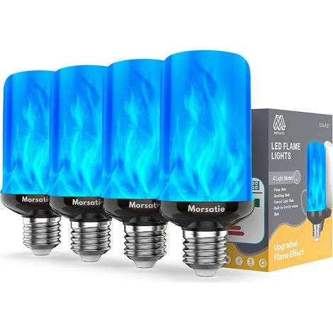 AUTRUCKER lot de 4 ampoules LED effet flamme, 4 modes, culot E27, idéales pour Halloween, fêtes de Noël, les terrasses et les vérandas - lumière bleu (1/5)