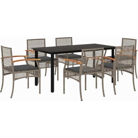 Maison Exclusive - Set comedor jardín 7 pzas y cojines ratán sint (1/5)
