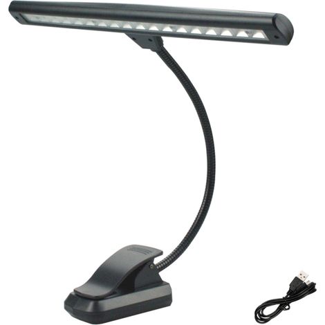 Lampada da lettura ricaricabile con 19 LED, 3 temperature di colore, 2 livelli di luminosità e clip di fissaggio.