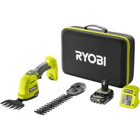 RYOBI - Cisaille a gazon / sculpteur de végétaux 18V ONE+ - Mallette de rangement + batterie 2,0 Ah & chargeur - RY18GSA-120T (1/5)