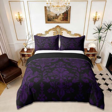 Housse de Couette 220x240cm Vintage Damas Floral Gothique Bohémien Floral Parure de Lit Filles Oriental Antique Ensemble de Literie Fleur de Luxe Parure de Lit (1/5)