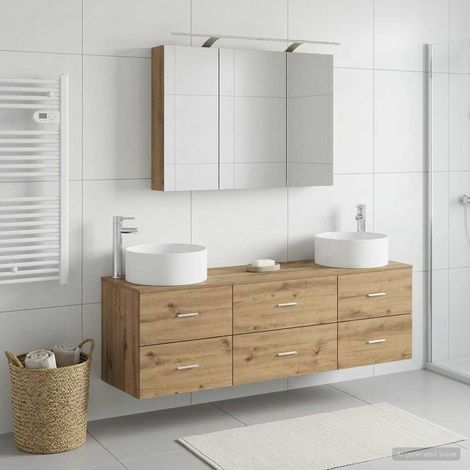 vidaXL Bathroom Furniture Set 4 pcs Artisan Oak (1/5)