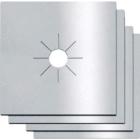 Protector para estufa de gas, revestimiento antiadherente, fácil de limpiar, color plata, 4 piezas. (1/2)