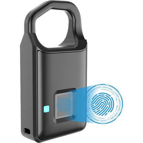 Cadenas à empreintes digitales, serrure de porte portable à empreintes digitales, serrure antivol intelligente pour l'extérieur, la salle de sport, l'école, l'armoire, le garage et la valise à bagage