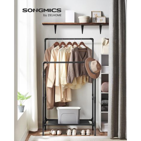 Songmics – Portant à vêtements double barre en métal – Charge 55 kg – Montage facile – Dimensions 83 x 45 x 157 cm – RDR001B02 (1/5)