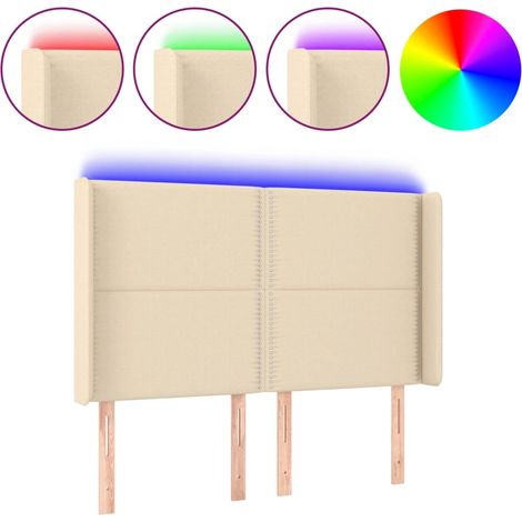 Maison Exclusive - Testiera a LED Crema 147x16x118/128 cm in Tessuto (1/5)