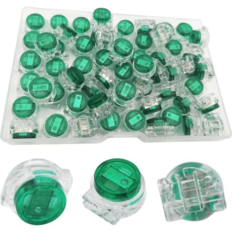 Connecteurs Téléphone UG - 60 Pièces - Plastique Vert Transparent - Dérivation Sans Dénudage - Réseaux Télécom et Éclairage - Pour Fils 0,4-0,9 mm² (1/5)
